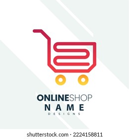 Online Store Logo Design Template. Vector illustration of a shopping cart and shop bag combination logo design concept. Perfect for E-commerce, sales, discount or web store elements. Company emblem