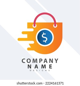 Plantilla de diseño del logotipo de la tienda en línea. Ilustración vectorial de un concepto de logotipo combinado de carrito de la compra y bolsa de la tienda. Perfecto para comercio electrónico, ventas, descuentos o elementos de tienda web. Emblema de la empresa