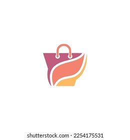 Online Store Logo Design Template. Shopping Bag Vector Design. Digital Market Symbol