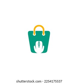 Online Store Logo Design Template. Shopping Bag Vector Design. Digital Market Symbol