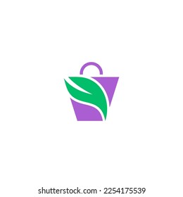 Plantilla de diseño del logotipo de la tienda en línea. Diseño de vectores de bolsa de compras. Símbolo de mercado digital