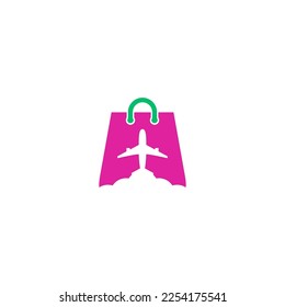 Plantilla de diseño del logotipo de la tienda en línea. Diseño de vectores de bolsa de compras. Símbolo de mercado digital