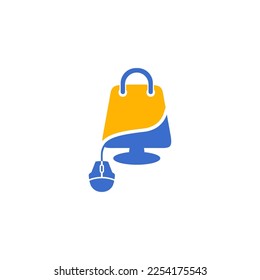 Design-Vorlage für Online-Store-Logos Einkaufstasche Vectordesign. Symbol für den digitalen Markt