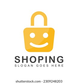 Online Store Logo Design Template. Shopping bag sign.