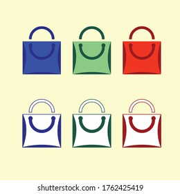 Online store logo. Shops, sale, discount, store or shop. Web element in the form of vector shopping bag