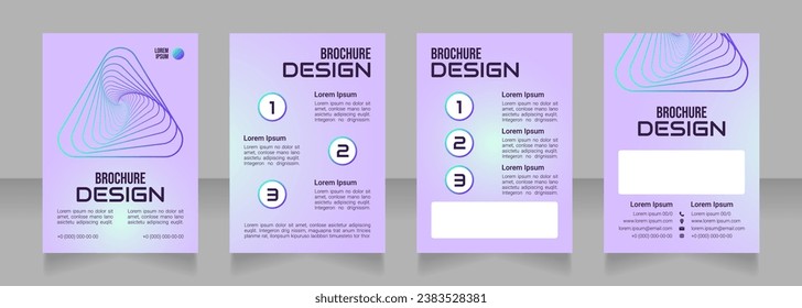 Online store management blank brochure design. Template set with copy space for text. Premade corporate reports collection. Editable 4 paper pages. Bebas Neue, Audiowide, Roboto Light fonts used