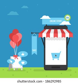 online store mobile flat design