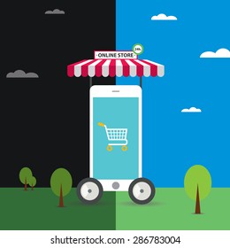 online store mobile flat design