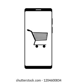Online store, mobile icon logo on a white background