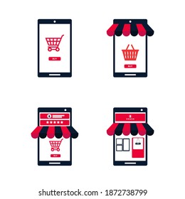 
Online Store in Mobile icon. Simple set of shopping or e-commerce related icons isolated on white. vector EPS 10
