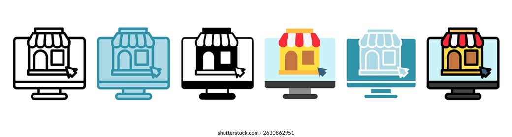 Online Store multi style, mini illustration icon set. use for modern concept, print, UI, UX kit, web and app development. Vector related to sales, logistic and ecommerce