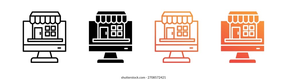 Online Store Multiple Style Icon Set Collection