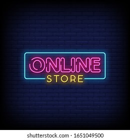 Online Store Neon Signs Style Text Vector