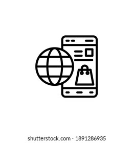 Online store on mobile devices. Icon for online marketing and digital commerce business. Vector