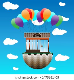 online store on the sky vector graphic