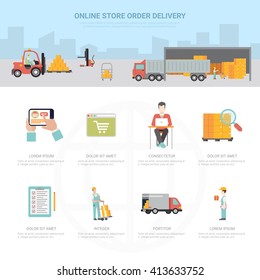 Información de entrega de pedidos en línea envío de transporte e-commerce de información de negocios. Icono de conjunto de iconos de aplicación de sitio web de estilo plano ilustración vectorial de concepto. Colección creativa de moda.