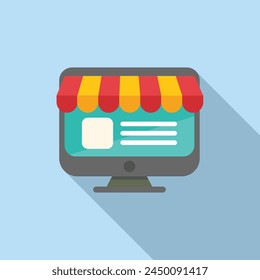 Online store order icon flat vector. Social care gift. Computer delivery