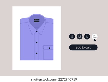 An online store, ordering a classic lavender shirt with a front pocket, office uniform