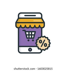 Online Store Outline Filled Illustration. vector Style symbol Icon.
