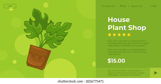 Online store with product information, review and details with price. Buying flowers in internet, choosing decor by rating and info. Website or webpage template, landing page flat style vector