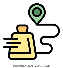 Online store route icon outline vector. Shop sale. Web retail color flat