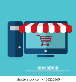 Online store. Sale, Desktop with awning