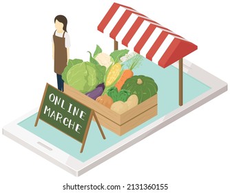 Online store to sell vegetables. Vector illustration.