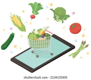 Online store to sell vegetables. Vector illustration.