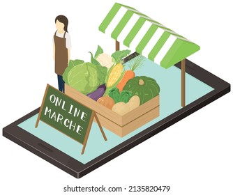 Online store to sell vegetables. Vector illustration.