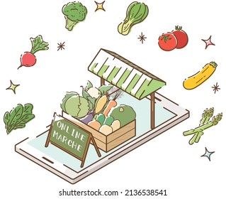 Online store to sell vegetables. Vector illustration.