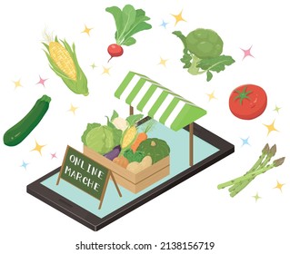 Online store to sell vegetables. Vector illustration.