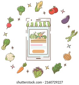 Online store to sell vegetables. Vector illustration.