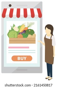 Online store to sell vegetables. Vector illustration.