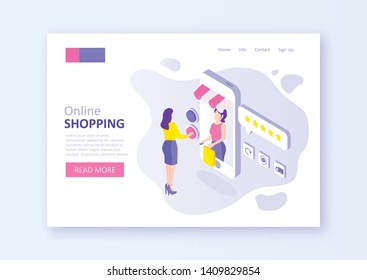 Online store. Shopping concept. Vector illustration of e commerce.