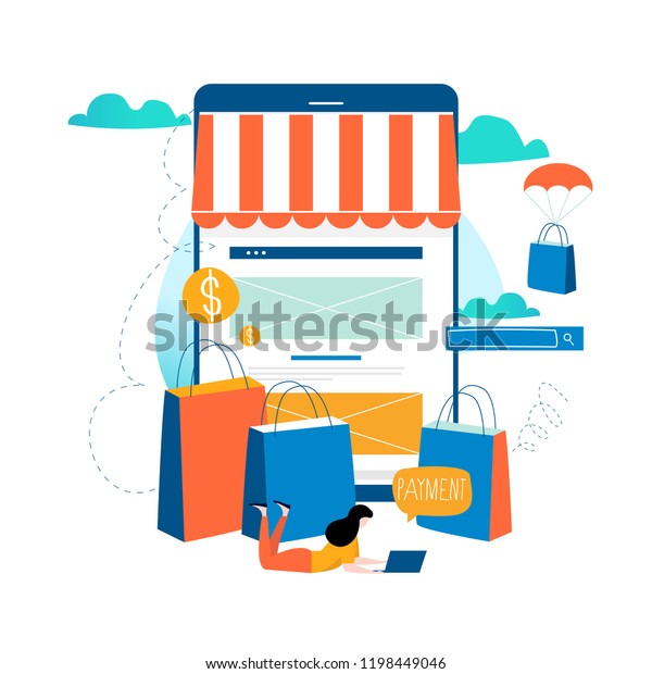 Online Store Online Shopping Eshopping Ecommerce Stock Vector Royalty Free