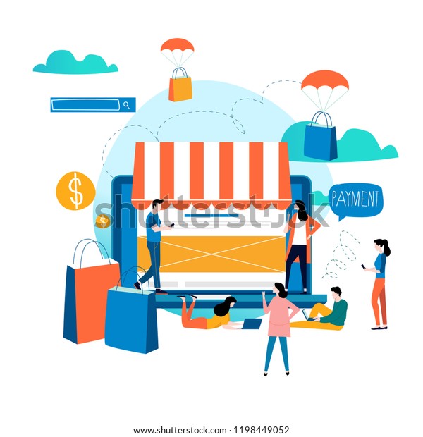 Online Store Online Shopping Eshopping Ecommerce Stock Vector Royalty Free