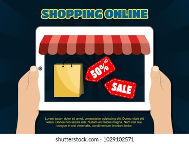 Online store shopping. Vector illustration