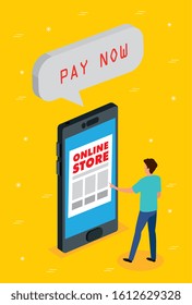 online store with smartphone and icons illustration design