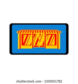 Online store in smartphone. Online shopping. Shop window in gadget
 
