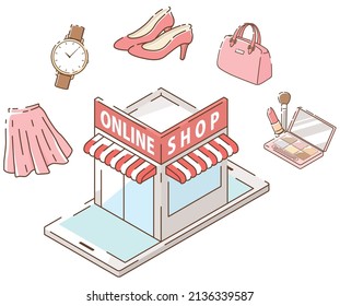 An online store that sells fashion items. Vector illustration.