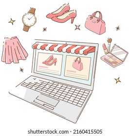 An online store that sells fashion items. Vector illustration.