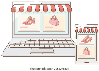 An online store that sells fashion items. Vector illustration.