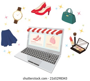 An online store that sells fashion items. Vector illustration.