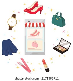 An online store that sells fashion items. Vector illustration.