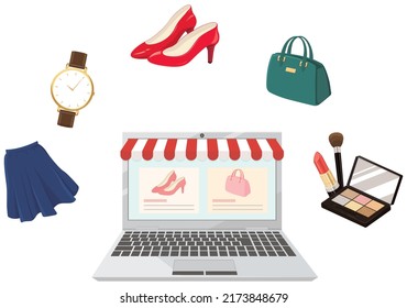 An online store that sells fashion items. Vector illustration.