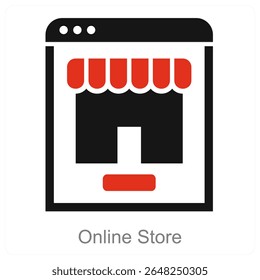 Diseño de concepto de icono de Vector de tienda en línea