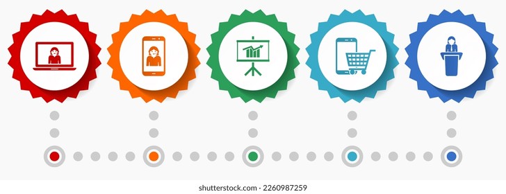 Online store vector icons, shopping flat design web badges collection, business infographic template