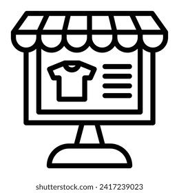 Diseño de iconos de línea de vectores de tienda en línea