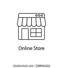 Online Store vector outline icon for web design isolated on white background