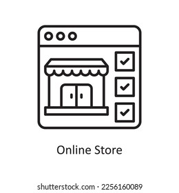 Online Store Vector Outline Icon Design illustration. Shopping and E-Commerce Symbol on White background EPS 10 File